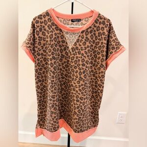 Heimish USA Leopard Print Ribbed Knit Top 2XL NWOT